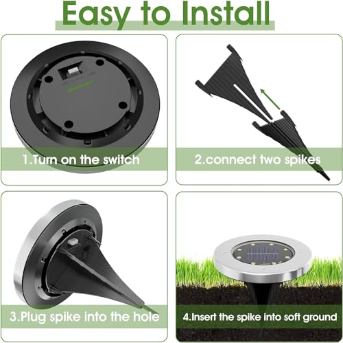 INCX Solar Lights for Outside,4 Pack Solar Lights Outdoor Waterproof, Solar Garden Lights Landscape Lighting for Lawn Yard Deck Driveway Walkway White