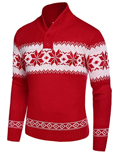COOFANDY Men's Christmas Sweater Ugly Knitted Xmas Sweaters Casual Snowflake Pullover Knitwear Dark Grey Medium
