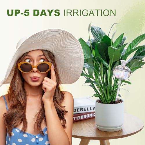 Plant Watering Globes Large, 4 Pcs Self Watering Planter Insert for Indoor & Outdoor Plants,Plant Automatic Watering Bulbs,Self Watering Spikes Last Up to 5 Days