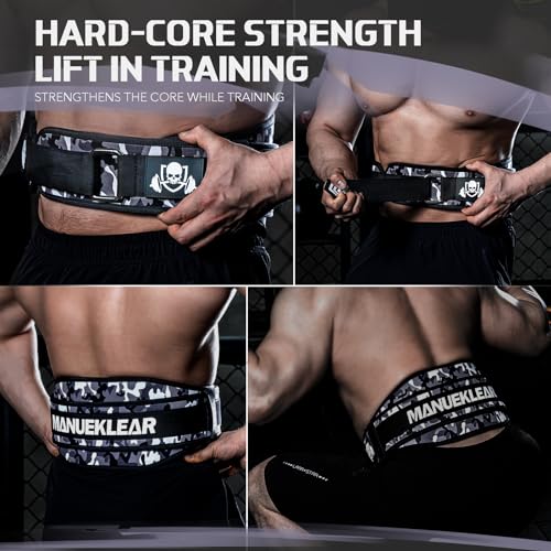 Weight Lifting Belt, Lifting Belts for Women Men, MANUEKLEAR Weightlifting Belt Quick Locking Back Support for Bodybuilding, Fitness, Powerlifting, Cross Training, Squats, Workout, Exercise (Camouflage, S(28-33inches))
