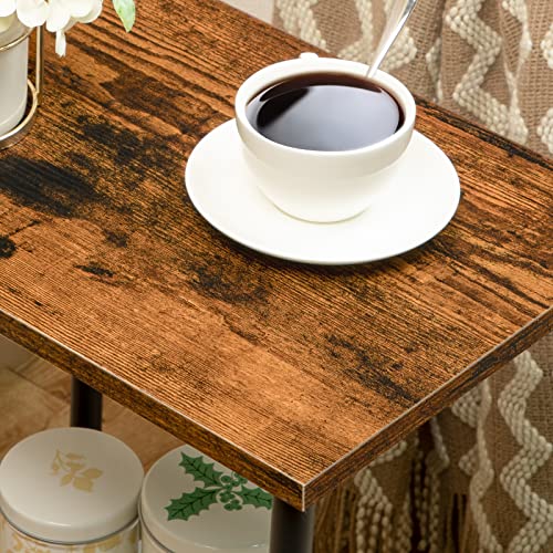 HOOBRO End Table, Small Side Table, Nightstand with 2-Layer Storage Shelves, Sofa Table for Small Spaces, Living Room, Bedroom, Stable Frame, Easy Assembly, Black BB09BZ01