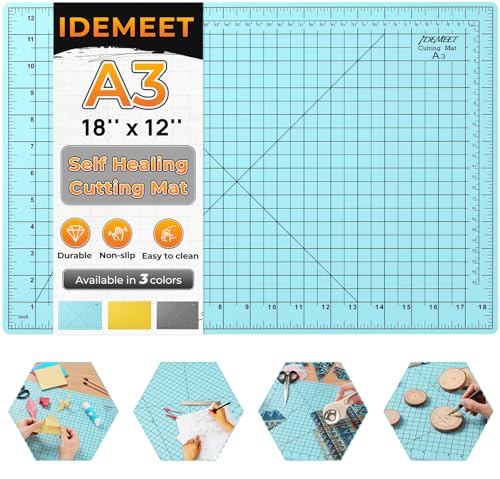 Full 18''x12'' Grid Size Self Healing Cutting Mat, A3 Rotary Cutting Sewing Mat, 5-Ply Double Sided Cutting Board for Craft Sewing Quilting Hobby Fabric Precision Scrapbooking Project, Anthracite Gray