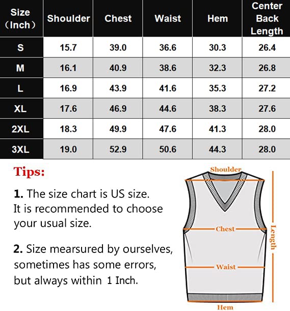 COOFANDY Men's V-Neck Casual Slim Fit Knitwear Sleeveless Pullover Sweater Vest