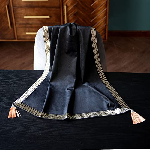ARTABLE Tarot Cards Table Cloth Altar Tablecloth Velvet Square Divination Wicca Tapestry Small Tablecloth with Tarot Pouch 25.6 x 25.6 Inch (Black)