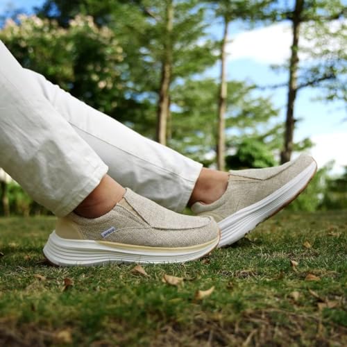 XPACS Mens Ultra Comfy Orthopedic Casual Loafers with Arch Support, Work Soft Supportive Shoes for Plantar Fasciitis, Ultralight Casual Slip On Shoes Add Height Black Size 8