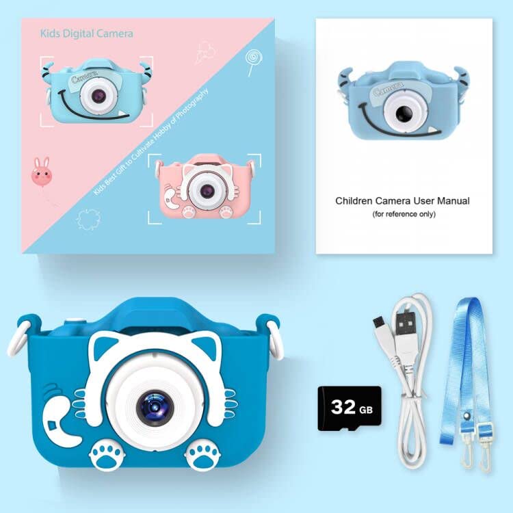 Goopow Kids Camera Toys for 3-8 Year Old Boys,Children Digital Video Camcorder Camera with Cartoon Soft Silicone Cover, Best Chritmas Birthday Festival Gift for Kids - 32G SD Card Included