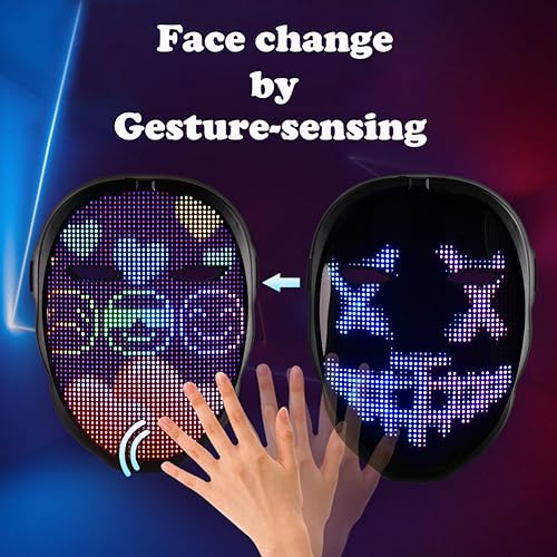 Face Transforming LED Mask with Bluetooth Programmable - LED Light Up Halloween Mask Digital Luminous Mask for Costume