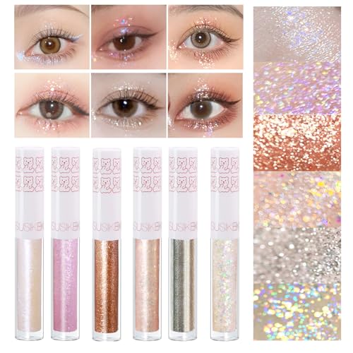SUSIKEKI Black Grey Smokey Liquid Eyeshadow Kit for Halloween Goth Makeup, Smoky Silver Gray White Eye Shadows for Bold Dark Gothic Makeup Looks, Matte Shimmer Long-Lasting Eye Makeup Set (9 Colors)