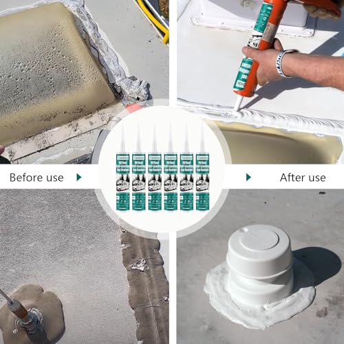 RV Roof Sealant,RV Silicone Sealant White, RV Self Leveling Lap Sealant, RV Caulking for Trailers, Motorhomes, Campers with Reliable and Long-Lasting Waterproof Sealing(4 Pack)
