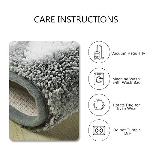 Lahome ABC Alphabet Kids Round Rug - 3' Diameter Grey Washable Area Rugs, Non-Slip Baby Rug Soft Playtime Collection, Cute Furry Plush Shaggy Floor Carpet for Bedroom Playroom Nursery Room