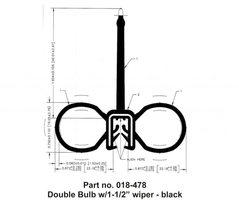 AP Products 018-478 Double Bulb Seal with Slide-On Clip , Black
