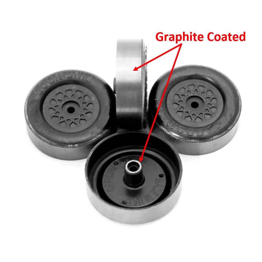 Pinewood Pro PRO Speed Wheels Lathed with Precision | Graphite-Coated for Smooth Racing | Engineered for Peak Race Day Performance | Track-Tested, Racer-Approved