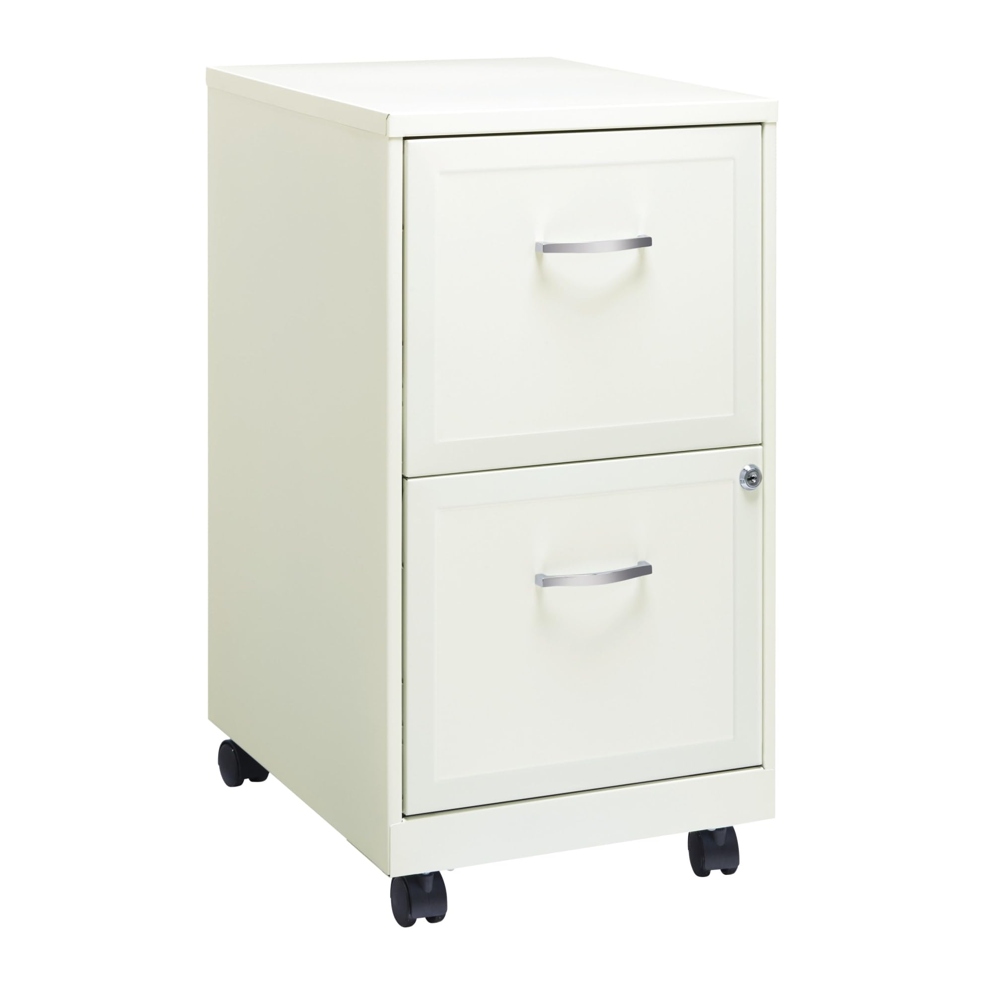 Realspace 18"D SOHO Vertical Letter-Size Mobile File Cabinet, 2 Drawers, Pearl White
