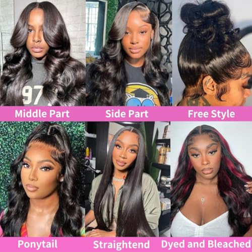 13x4 Body Wave Lace Front Wigs Human Hair 13x4 hd Transparent Lace Frontal Wig 180 Density Lace Front Wigs Human Hair for Women Body Wave Wigs Brazilian Human Hair Pre Plucked with Baby Hair 18 Inch