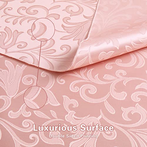 HommxJF Scroll Damask Jacquard Square Coral Gold Tablecloth 52"X52",Wipeable Table Cover for Dining Table, Buffet Parties and Camping