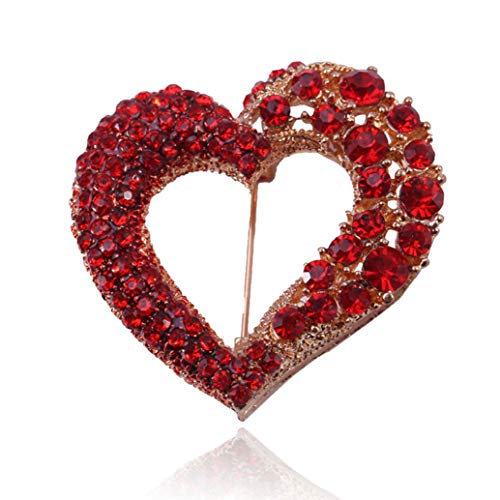 Heart Brooch Pins for Women Fashion Valentine Love Sliver Light Blue Jewelry