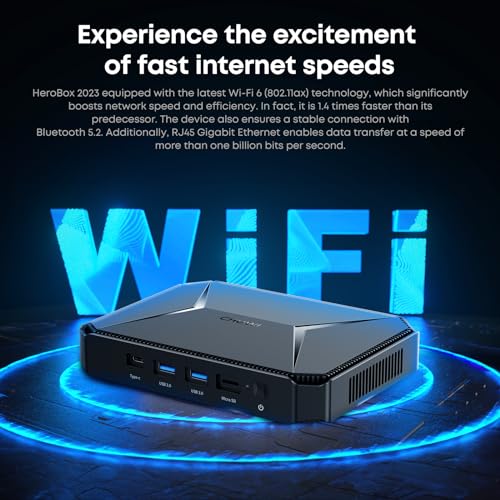 CHUWI Mini PC HeroBox, Intel N100(Up to 3.4GHz), 8GB LPDDR5 RAM 256GB M.2 SSD, Windows 11 Mini Computer, Quad Core, 4K Dual Display/WiFi 6 /BT5.2 /RJ45 Ethernet/VESA/USB 3.0/VGA/HDMI/Up to 2TB SSD