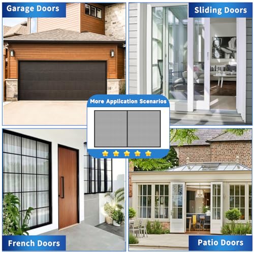 LONGEAS Garage Door Screen 2 Car 16x7ft Magnetic Closure Heavy Duty Weighted Bottom Garage Screen Door,Upgraded PET Mesh Stronger Than Fiberglass and Polyester,Hands Free,Keep Pesky Animals Out