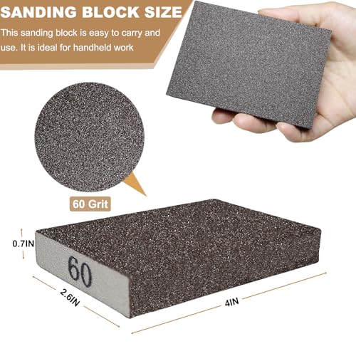 Tonmp 6 Pack 60 Grit Coarse Sanding Sponge - Washable and Reusable for Pot, Pan, Glasses, Wood, and Metal Sanding (60 Grit)