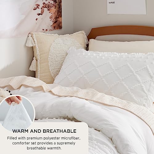 Bedsure Twin/Twin XL Comforter Set - Pumpkin Boho Twin Extra Long Comforter Set for College, Shabby Chic Dorm Bedding Set, 2 Pieces Modern Farmhouse Bed Set, Includes 1 Pillow Sham
