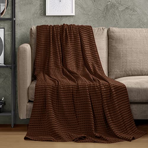 Utopia Bedding Cotton Waffle Blanket 300 GSM (Navy - 60x50 Inches) Soft Lightweight Breathable Bed Blanket Throw Size Layering Any Bed for All Season
