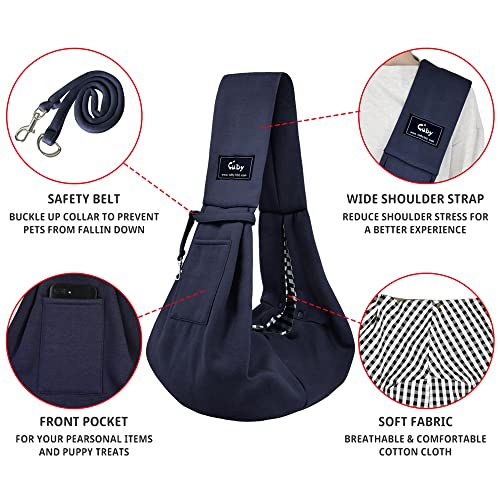 CUBY Dog and Cat Sling Carrier - Small Dog Carrier Sling with Adjust Strap & Zip Pocket, Hands Free Soft Dog Slings for Small Dogs Cats Puppy Pets Outdoor Travel Safety Purse Bag (Black)