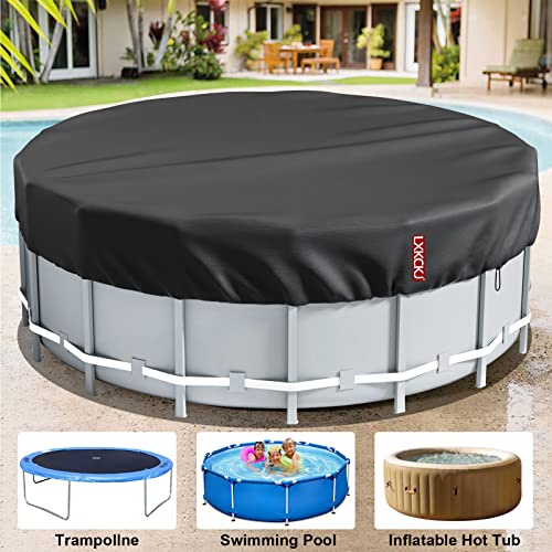 LXKCKJ 6 Ft Round Pool Cover, Solar Covers for Above Ground Pools, Stock Tank Pool Cover Protector with Pool Cover Accessories, Round Hot Tub Cover Ideal for Waterproof and Dustproof (Black)
