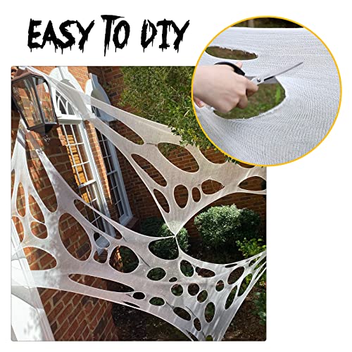 DAZONGE Spider Webs Halloween Decorations, Stretchy Beef Netting Halloween Spider Web, Spooky Spider Web Decorations for Halloween Party, Haunted House
