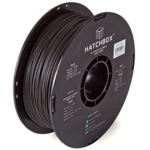 HATCHBOX 1.75mm Black Wood PLA 3D Printer Filament, 1 KG Spool, Dimensional Accuracy +/- 0.03 mm, 3D Printing Wood Filament