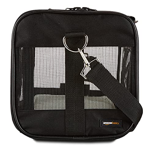 Amazon Basics Soft-Sided Mesh Pet Travel Carrier for Dog, Cat, Medium, 16.5" L x 9.4" W x 9.8" H, Black
