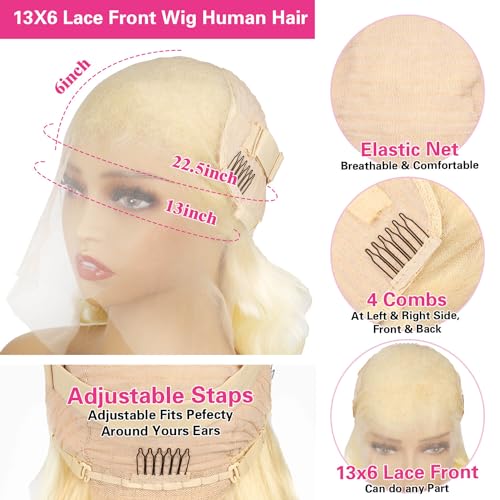 Blue Lace Front Wig Human Hair 13x4 Body Wave Blue Human Hair Wig Colored Lace Front Wigs Human Hair Pre Plucked 12A 200% Density Blue Lace Front Wig Glueless Frontal Wigs Human Hair HD Lace 22 Inch