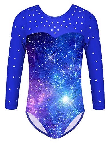 TFJH E Girls Gymnastic Leotards Practice Outfits 3/4 Sleeve Ballet DanceTumbling Wear 274 Orange Halloween 5A