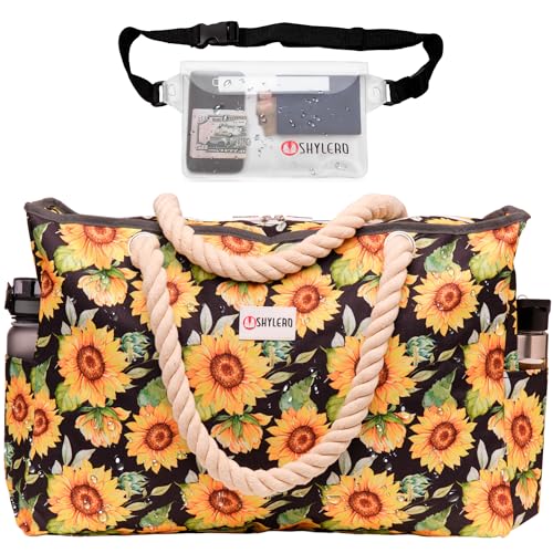 SHYLERO Beach Bag and Pool Bag. Has Airtight Pouch, Key Holder. Beach Tote is Zippered, Waterproof (IP64) - L22xH15xW6