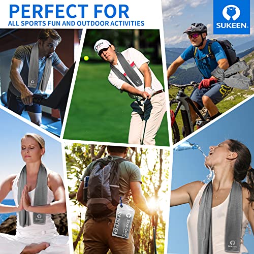 Sukeen 12pack Cooling Towel (40"x12") Bulk Ice Towel,Soft Breathable Chilly Towel,Microfiber Towel for Yoga,Sport,Running,Gym,Workout,Camping,Fitness,Workout & More Activities