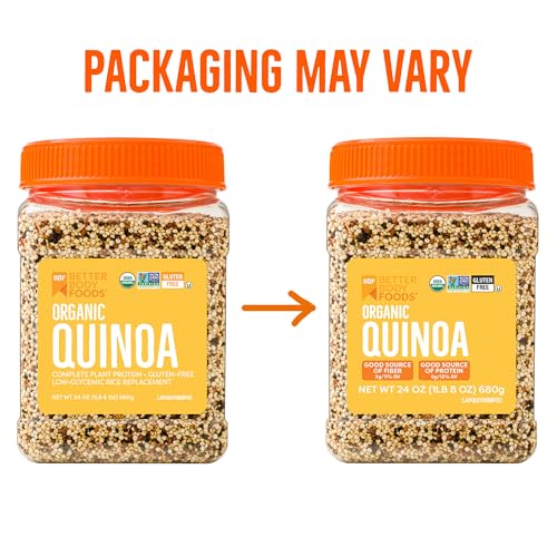 BetterBody Foods Organic Quinoa, Vegan, Gluten Free, Low Glycemic Rice Replacement, 24 ounce