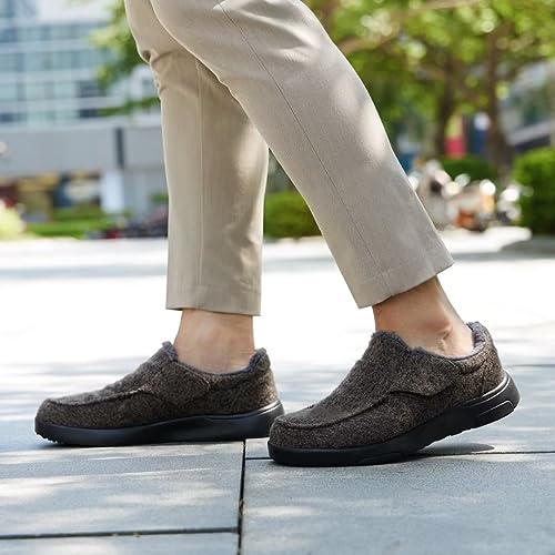 Men's Orthopedic Slippers Shoes with Arch Support: Plantar Fasciitis Breathable Slip-On for Flat Feet with Arch Support for House, Driving Walking Loafers for Cushion Shock Absorber Brown Size 8