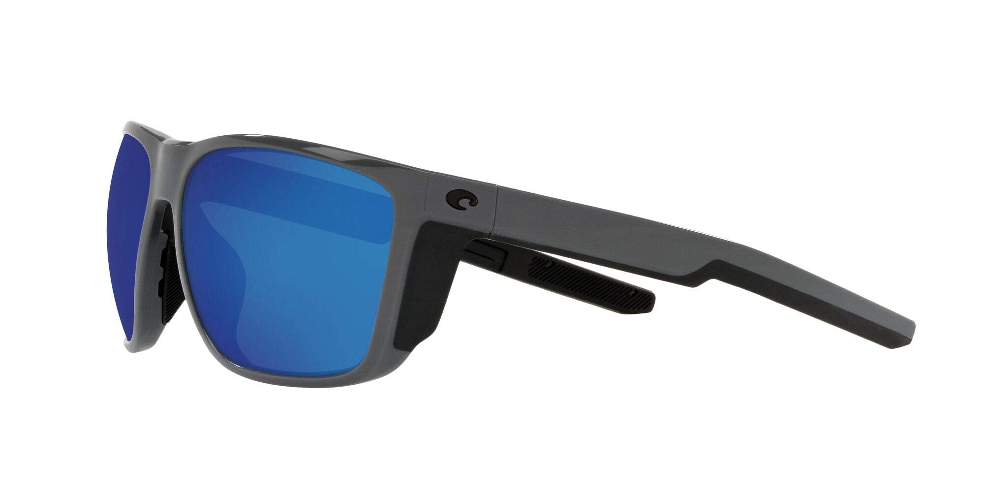 Costa Del Mar Mens Ferg XL Rectangular Sunglasses, Shiny Grey/Blue Mirrored Polarized-580G, 62 mm