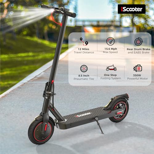 iScooter Electric Scooter, 12 Miles Long Range, 15.6 Mph Top Speed, Commuting Electric Scooter with Cuise Control, Double Braking Systems E Scooter for Adults and Teens - i8