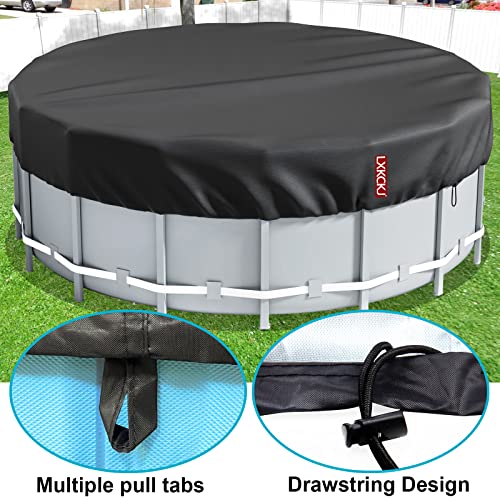 LXKCKJ 6 Ft Round Pool Cover, Solar Covers for Above Ground Pools, Stock Tank Pool Cover Protector with Pool Cover Accessories, Round Hot Tub Cover Ideal for Waterproof and Dustproof (Black)