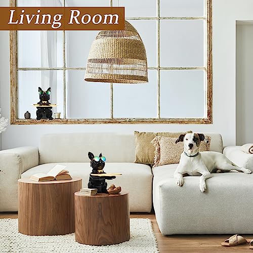 SuBleer French Bulldog Statues for Home Decor,Cute Dog Statue with Tray French Bulldog Accessories & Gifts,Black Or Brown Sculptures Home Decor,Coin Piggy Bank Storage Tray(Black)