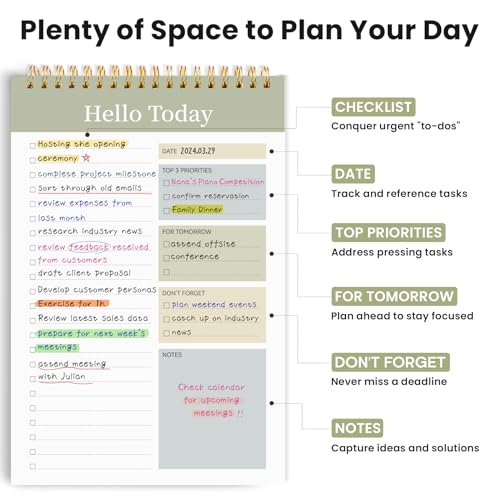 ZOTIA To Do List Notepad - To Do List Notebook with 52 Undated Sheets(6.5"×9.8"), Daily To Do List Planner Perfect for Office, Home and School, Helps to Keep Track of Tasks - Green