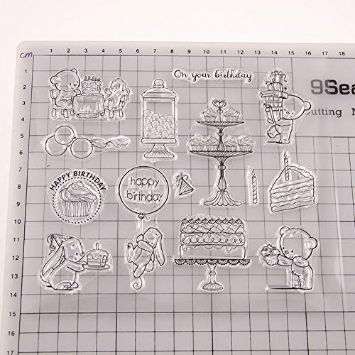 3.95.9 Inches Happy Birthday Thank You Congratulations Clear Rubber Stamps for Scrapbooking Card Making Thanksgiving Birthday Stamps