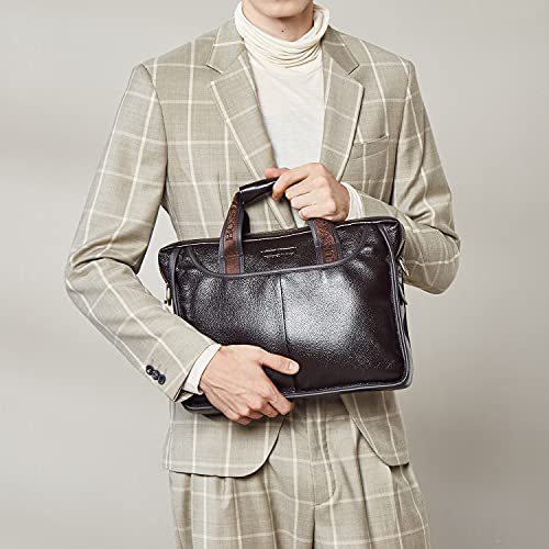BOSTANTEN Leather Briefcase Handbag Messenger Business Bags for Men Black