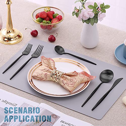 Lemeya Matte Black Silverware Set for 4,Modern Stainless Steel Brushed Cutlery Set,20-Pieces Heavy Duty Flatware Set,Knives Spoons and Forks Set Utensils Set, Satin Finish, Dishwasher Safe