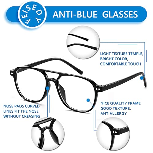FEISEDY Blue Light Blocking Glasses Women Men Square Computer Lightweight Pilot Glasses Anti Eyestrain & UV Glare B0141