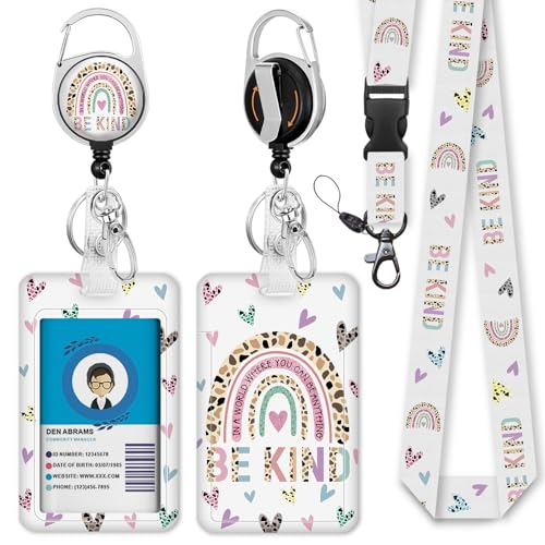 ID Badge Holder with Breakaway Lanyard, It's Fine Lanyards for Id Badges with Retractable Badge Reel and Card Holder Keychain, Cute Name Badge Clips for Nurse Teacher Office Gifts