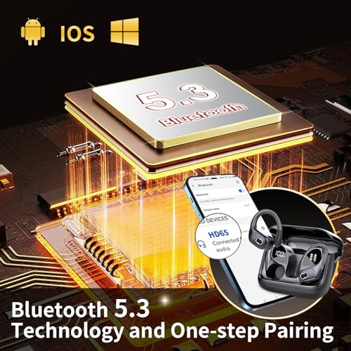 Wireless Earbuds 75hrs Bluetooth 5.3 Headphone Sport, 2024 Bluetooth Earbuds Stereo Deep Bass Over Ear Bud with Earhooks, ENC Noise Cancelling Mic, IPX7 Waterproof Earphone for Workout/Running