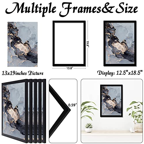 OMAIGAR 13x19 Picture Frame Set of 5, Black Poster Frames for 13 by 19 Poster Photo Canvas Certificate, High Transparent Acrylic Frame on Wall Desktop Horizontal Vertical 13 x 19