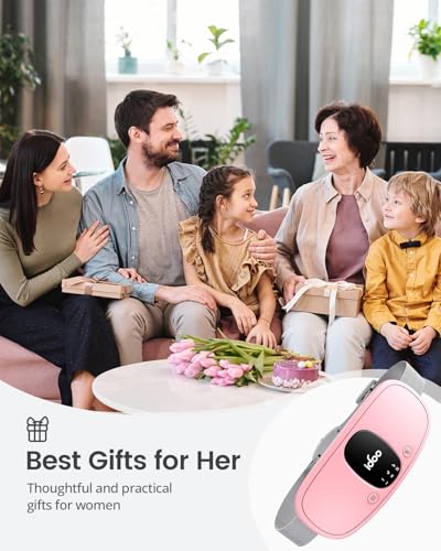 iDOO Heating Pad for Period Cramps, FSA HSA Eligible, Portable Cordless Back Belly Heat Pad for Menstrual Cramp Relief, Christmas Gifts for Women and Girl, Electric Period Heating Belt, Pink