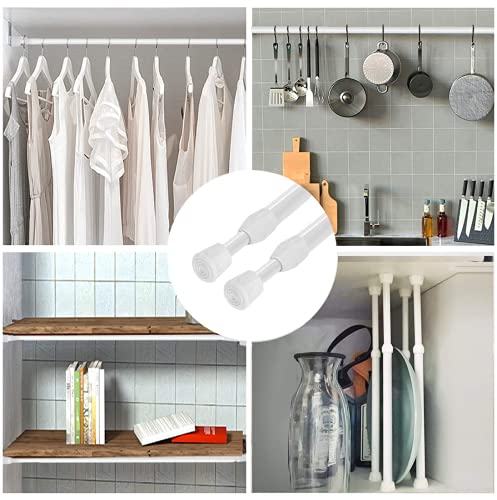 YYWL&HP 3 Pack Spring Tension Telescopic Rod Curtain Rods Adjustable Eextension Telescopic Rod, Suitable for Closet, Window, Kitchen, Bathroom, Cabinet, Wardrobe (41.1"-70.9" 3PCS WHITE)